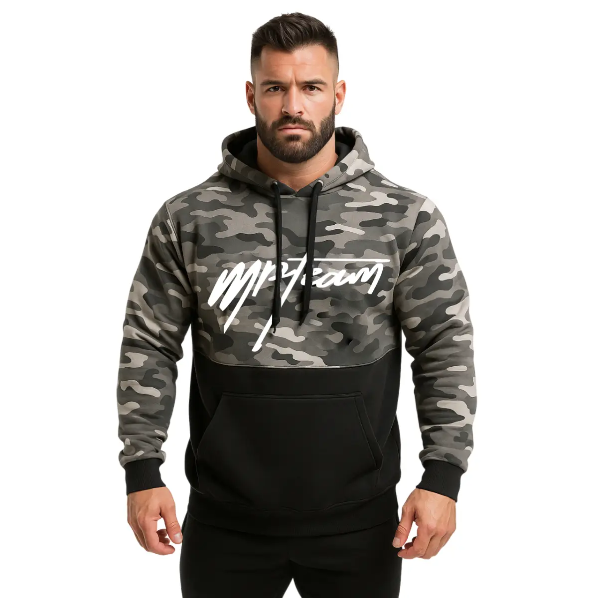 Moleton Canguru Masculino | Camuflado Cinza/preto | MPTEAM