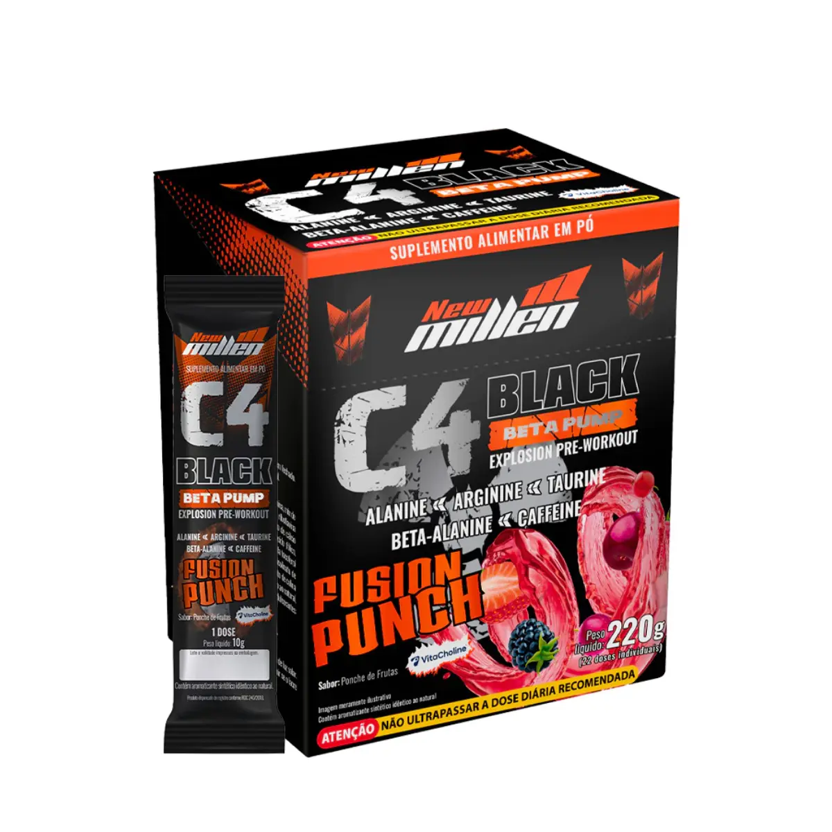 DISPLAY 22UN SACHE C4 BLACK BETA PUMP FUSION PUNCH 220G NEW MILLEN