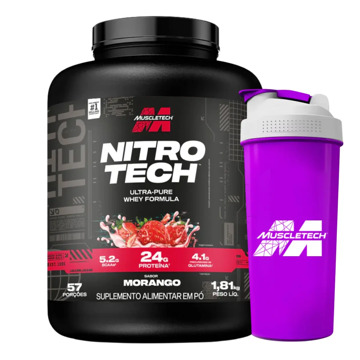 Nitro Tech Ultra Pure Whey (1,8kg) + Coqueteleira Muscletech