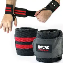 Munhequeira Elast. 30cm X 8cm -preto/vermelho