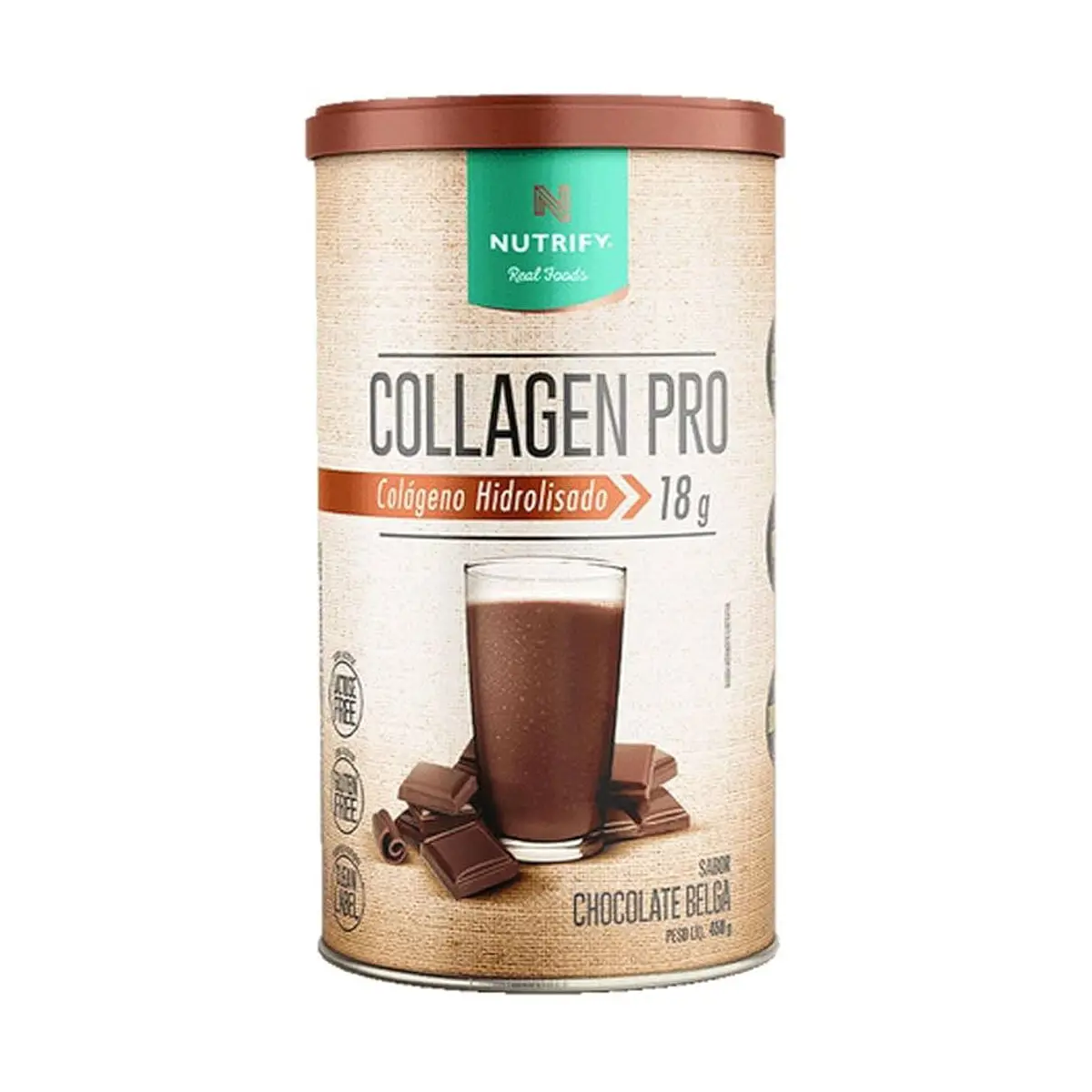Collagen Pro Chocolate Belga (450g) | Colágeno Hidrolisado Nutrify